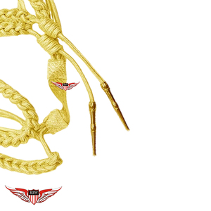 Aiguillette de Hilo Metálico Dorado Trenzado Grueso con Malla y Puntas Metálicas, Aiguillette Retorcido con Puntas Metálicas Doradas - Product Image 2