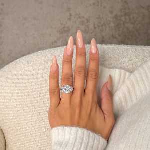 Hot Selling Round Cut Moissanite Three Stone <b>Ring</b> 925 Silver Fine <b>Proposal</b> Gift For Engagement Wedding Party Charms - Product Image 5