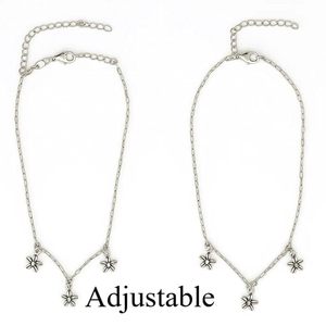 BRIA by SAAR 925 Sterling Silver Adjustable Floral Charm <b>Anklet</b> for <b>Women</b> & Girls Delicate Flower Pendant Payal Chain - Product Image 6