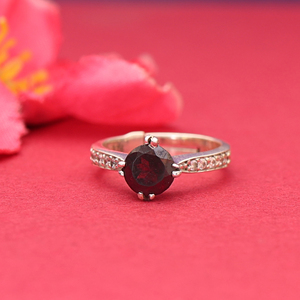 Bague ajustable en argent grenat, vente chaude - Bijou parfait en pierre précieuse, argent sterling 925, sertissage clos, fait main, pour femmes et jeunes filles, idéal pour les fêtes - Product Image 3