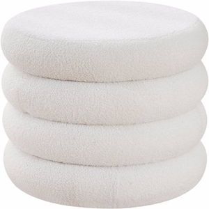 Pouf Contenitore Rotondo Moderno in Sherpa con Vassoio Ribaltabile, Sgabello da Toeletta in Teddy, Sedia Imbottita per Trucco, Arredo Casa - Product Image 1