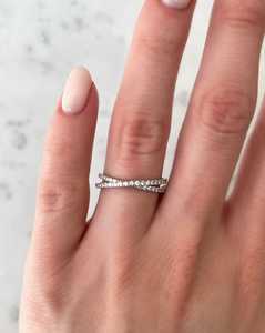 Diamond Stackable Eternity <b>Rings</b> Pave Set Custom 14K 18K Solid Gold Round Cut Lab Grown Minimalist Wedding Solitaire <b>Cross</b> Bands - Product Image 2