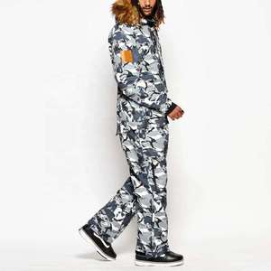 <b>Men's</b> Waterproof Camouflage Ski Suit Two Piece Winter <b>Thermal</b> Jacket and Pants <b>Set</b> Fur Hood Windproof Snowboard Suit Sportswear - Product Image 2