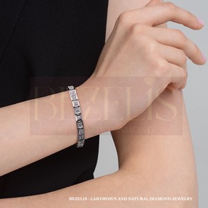 Pulsera de tenis con diamantes cultivados en laboratorio, corte redondo, chapada en oro amarillo, estilo pulsera de pulgadas, joyería fina ética certificada - Product Image 4