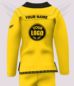Premium Custom Logo Yellow BJJ Gi Brazilian Jiu Jitsu Uniform 450GSM Pearl Weave Cotton Kimono Martial Arts Professional Suit - Product Image 3