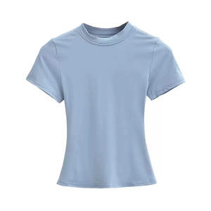 Camiseta de Verano para Mujer, Camiseta Básica para Chica, Camiseta de Manga Corta para Dama, Sexy, Ajustada, Cuello Redondo, Top de Moda Casual para Mujer - Product Image 2