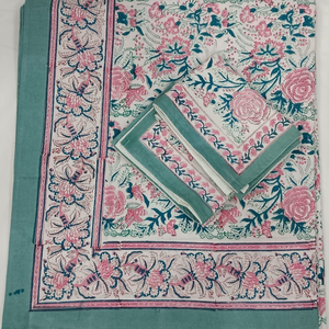 Jaipur Hand <b>Block</b> Printed Pure Cotton Indian Boho White Floral <b>Bed</b> Sheet Set King Size 200TC Non Toxic Dyes Classic Style 200TC - Product Image 1