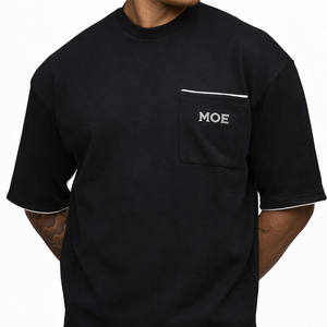 Camiseta de Hombre de Algodón con Bolsillo, Manga Corta, Estilo Urbano Minimalista, para Marcas, Producción al por Mayor, Suministro OEM - Product Image 1