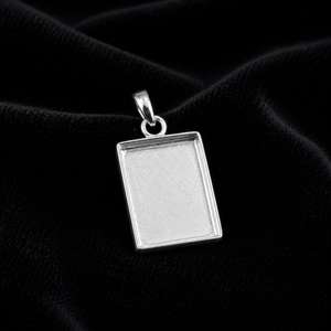 925 Sterling Silver Rectangle 10*8 mm Bezel Pendant Blank Setting For Resin Ashes Breastmilk Keepsake <b>Memorial</b> DIY Jewelry Makin - Product Image 1