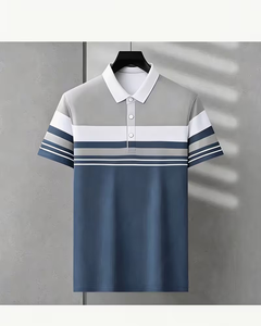Camisas de Alta Gama para Hombre, 50% Algodón, Tejido Ecológico, Anti-Pilling, Transpirable, a Rayas, con Botones, Manga Corta, Casual - Product Image 3