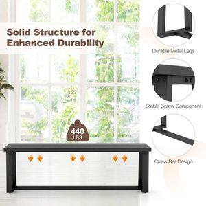 Panca da Pranzo Regolabile in Legno con Telaio in Metallo e Piedini, Elegante Set per Sala da Pranzo - Product Image 5