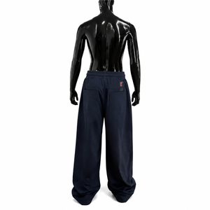 Wholesale Custom 400GSM Heavyweight Cotton Fleece Wide Leg Sweatpants Mens Oversized <b>Baggy</b> Streetwear <b>Baggy</b> <b>Jogger</b> OEM Available - Product Image 2