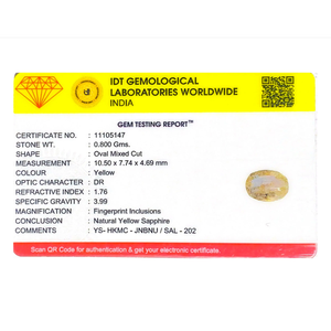 Loose 4.01 Carat Oval Faceted Yellow Sapphire Gemstone for Fine Jewelry - Product Image 4