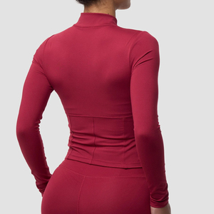 Veste de sport à manches longues pour femme, hiver, chaude, extensible dans quatre directions, respirante, haut de sport zippé, vêtements de fitness, vêtements de sport, yoga - Product Image 4