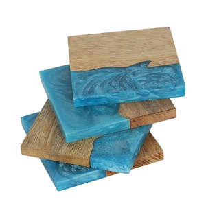 Posavasos Clásico de Madera y Resina, Ligero, de 4 Colores, con Diseño de Montaña Rusa, Empacado en Cartón, en Venta - Product Image 1