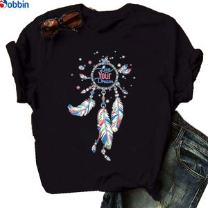 Camiseta de Mujer con Diseño de Plumas, Estampado Decorativo, Transpirable, Estilo Dulce y Encantador, Tallas Grandes, Camisetas Económicas para Damas - Product Image 6