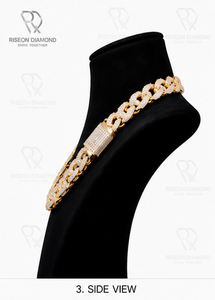 Premium <b>iced</b> <b>out</b> Cuban link <b>chain</b> necklace luxurious gold tone sparkling stones bold hip hop fashion secure box clasp durable - Product Image 5