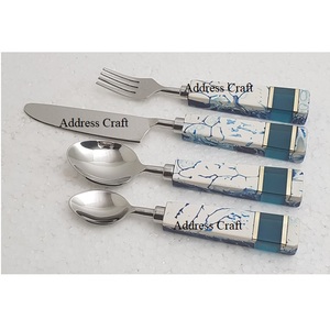 Stainless Steel <b>Flatware</b> <b>Set</b> Marble Handle PVD Gold Plated Cutlery For Luxury Home Hotel Restaurant Dining Table Place Setting - Product Image 5