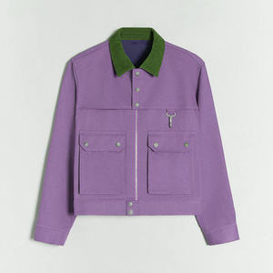 Custom Men's Vintage <b>Canvas</b> <b>Work</b> <b>Jacket</b> Casual Winter Turn Collar Cashmere Outdoor Streetwear Coat - Product Image 2