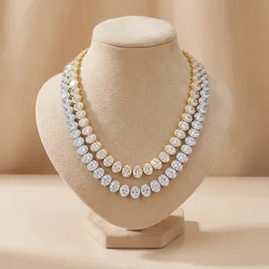 สร้อยคอทองคำชุบ 18K ทรงวงรีประดับเพชรสำหรับผู้หญิง สไตล์ฮิปฮอป รับรองโดย IGI หรูหรา หลายเส้น เหมาะสำหรับเป็นของขวัญงานแต่งงานและงานปาร์ตี้ - Product Image 2