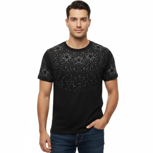 Custom Graphic Printing T-<b>Shirt</b> & Shorts Set Men's Streetwear Bling Rhinestone <b>Star</b> Pattern Tee For Unisex - Product Image 5