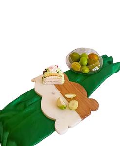 Tablas de cortar rectangulares de mármol y madera de acacia, vajilla decorativa, embalaje personalizado, hogar, cocina comercial, hoteles - Product Image 1