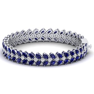 กำไลเทนนิส REYES ผลิตตามสั่ง ทองคำแท้ 14K ประดับเพชรโมอิสซาไนต์ทรงรี รับรองโดย GRA พร้อมพลอยไพลินสีน้ำเงิน 17 กะรัต - Product Image 5