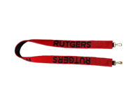 Sangle en toile rouge Rutgers avec textes noirs et crochets métalliques – Accessoire de sac de style classique