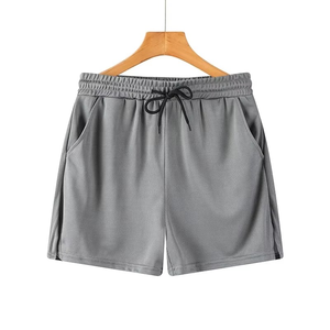 Shorts de sport gris pour hommes, séchage rapide, respirant, en maille, pour la gym, la course, la course à pied, taille élastique avec cordon de serrage, décontracté, fitness, entraînement - Product Image 1