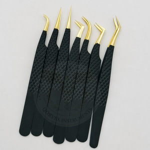 High Quality Black Gold Diamond Grip <b>Eyelash</b> <b>Extension</b> Tweezers Small Pointed Stainless Steel Sustainable <b>Mink</b> Lashes Pakistan - Product Image 4