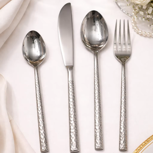 Ensemble de couverts de table, service de couverts de salle à manger, ensemble de couverts modernes, couverts lourds, ensemble de couverts design, couverts à manche marron - Product Image 4