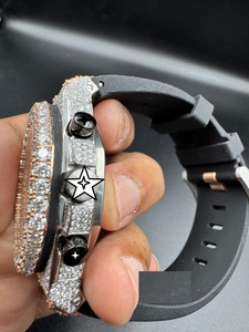 Moissanite Diamond Quartz Movement Stainless Steel Chronograph <b>Watch</b> Unisex Business Luxury Fashion Antique Style hip hop <b>watch</b> - Product Image 4