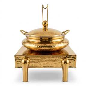 Casserole ronde traditionnelle en acier inoxydable de 5 L avec couvercle, revêtement antiadhésif en céramique, design ventilé pour une utilisation en cuisine - Product Image 2