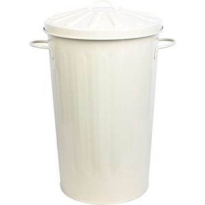 Classic White Metal Trash Can <b>with</b> <b>Lid</b> and Handles Durable Round Iron Waste <b>Bin</b> for Kitchen Outdoor Garden Garbage Bucket - Product Image 2