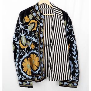 ART&ART High Quality Velvet Suzani Embroidered Eco-Friendly Floral <b>Pattern</b> <b>Quilted</b> <b>Jacket</b> for Women Boho Style Winter Statement - Product Image 4