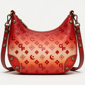 Bolso de Hombro Vintage Degradado para Mujer, Diseño de Moda, Material PU, Forro de Poliéster, Forma de Media Luna - Product Image 1