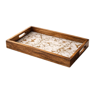Wooden Square Serving <b>Tray</b> 16x10 Inch <b>Large</b> Geometric/Mosaic Pattern Handpainted American Style Durable Eco-Friendly Handmade - Product Image 1