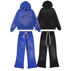 Nouveaux ensembles de survêtements délavés à l'acide, sweat-shirts amples délavés au soleil, ensembles de survêtements à capuche et pantalons de survêtement 100% coton en provenance du Pakistan - Product Image 3