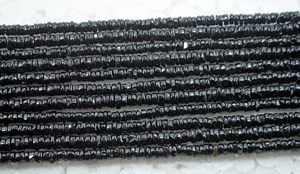 Perles en spinelle noire naturelle, forme de pneu lisse, perles en vrac pour la fabrication de bijoux, vente en gros - Product Image 4