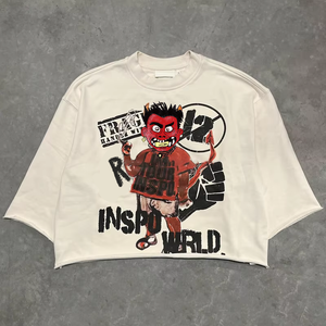 T-shirt streetwear pour homme, coupé-cousu, 300 g/m², surdimensionné, délavé à l'acide, coupe carrée, court, de haute qualité - Product Image 5