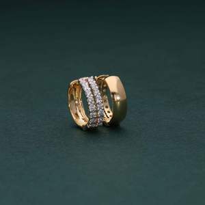 Luxury 18K Gold Plated Diamond <b>Hoop</b> <b>Earrings</b> Women's Everyday Wear Round Brilliant Cut Natural Diamond Jewelry - Product Image 3