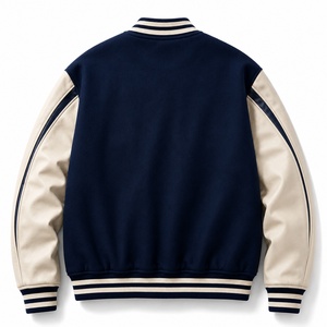 Chaqueta Varsity para Hombre, Color Azul Marino y Crema, Letras Bordadas, Logotipo Personalizado, Estilo Preppy, Ropa de Otoño - Product Image 6