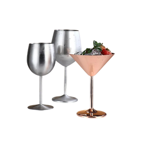 American Style <b>Stainless</b> Steel Wine Goblets Set of 2 Round Minimalist Design Unbreakable Party <b>Glasses</b> Modern Home Use - Product Image 6