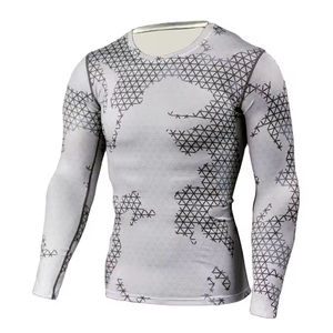 For Factory Supply High Collar Quick Dry Spandex/Polyester Anti-Bacterial <b>Mens</b> <b>Compression</b> <b>Shirt</b> Long Sleeve Rashguard - Product Image 5