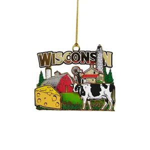 Custom Metal Ornaments Color Plated Etched 3d Brass Ornament Souvenir For European And American