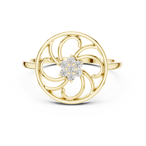 Anillos de oro macizo de 14k para mujer con diamantes de corte redondo minimalistas de diseñador floral, para regalo, compromiso, aniversario, boda - Product Image 1