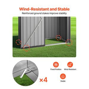 Caseta de Jardín Metálica con Puerta con Cerradura de 5 x 3 Pies, con 2 Ventiladores de Rejilla, Techo Inclinado, Almacenamiento Exterior para Jardín y Hogar - Product Image 5