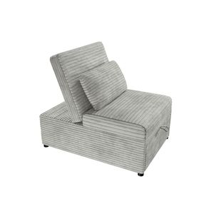 Divano Letto Convertibile in Corduroy Grigio Cenere con Letto Estraibile, Poltrona Divano Letto Convertibile - Product Image 4