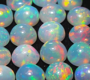 Opale blanche naturelle, cabochon de pierre précieuse en vrac, 7 mm, taille ronde, opale éthiopienne colorée, base blanche pour la fabrication de bijoux, vente en gros - Product Image 6