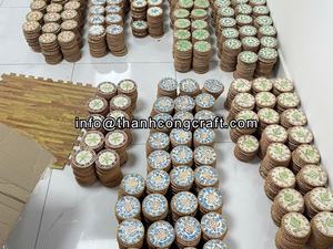 Ensemble de sous-verres en rotin tissé à la main du Vietnam avec incrustation de coquillages Article de décoration fait main pour les acheteurs en vrac Restaurants Hôtels - Product Image 4